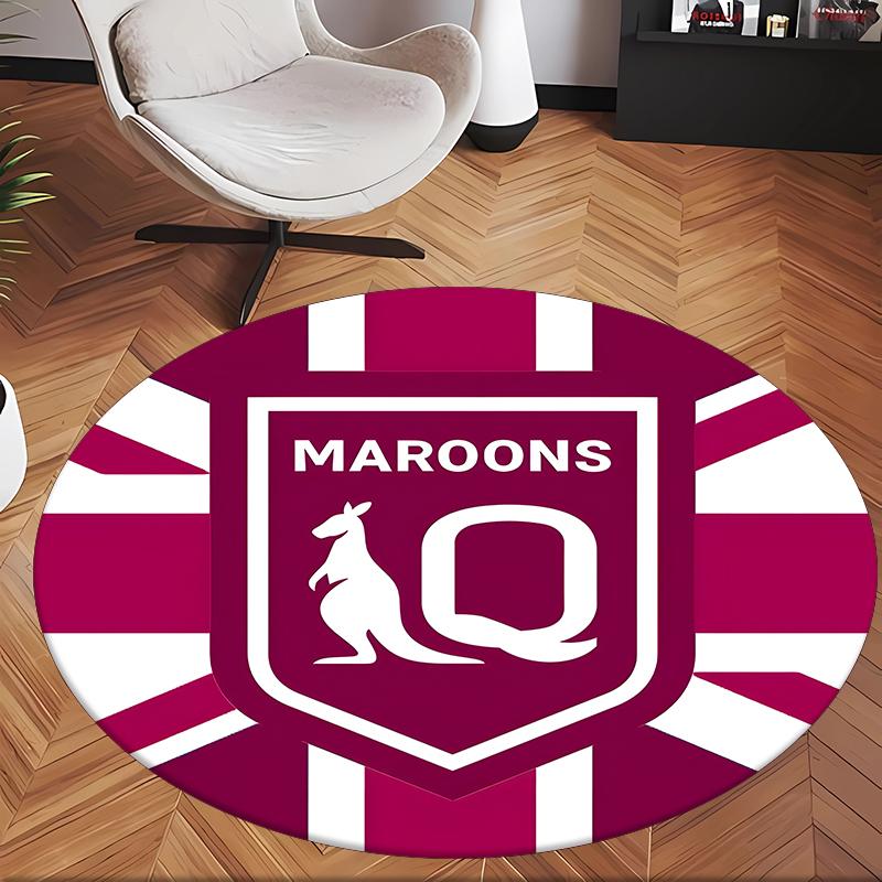 Queensland Maroons (1) Round Office Rug Decorative Floor Rug for Office Bedroom Living Room and Home Space