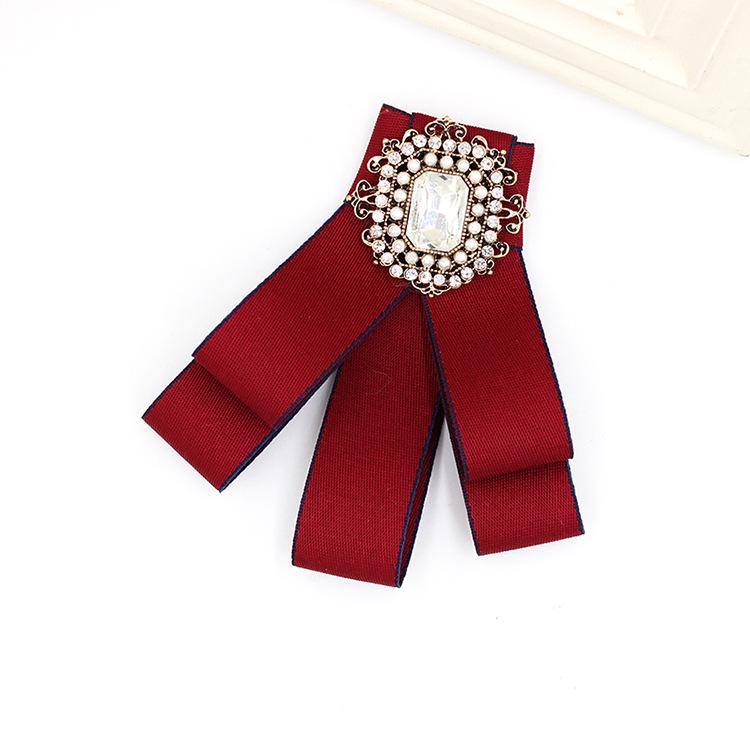 Vintage White Pearl Flower Brooch Corsage with Bow Tie Accent for Women - Fabric Pin TS83