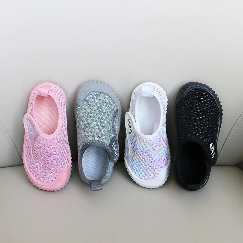 Girls Boys Casual Shoes Infant Toddler Shoes Kids Barefoot Sneakers Breathable Mesh Anti Slip Soft Sole Kindergarten Baby Shoes