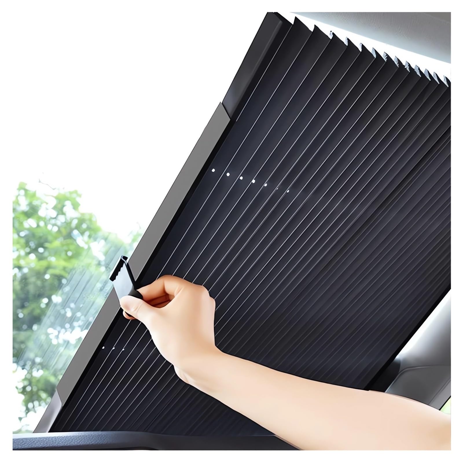 

Car retractable sunshade with UV protection - new stylish windshield sunshade, extra-large size car window sunshade. 18.1 in (46 cm)