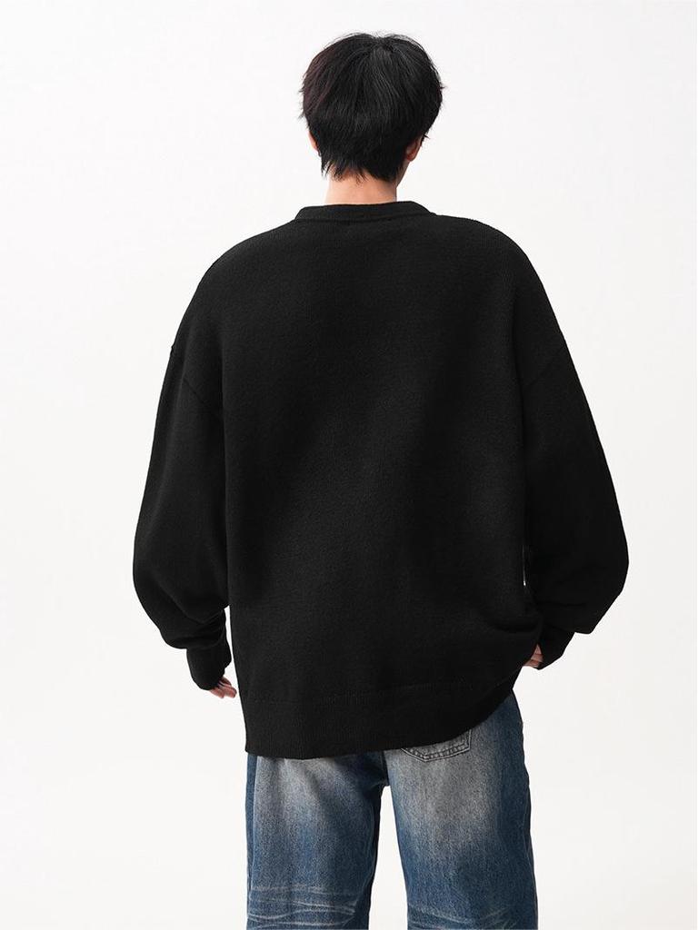 Men's Trendy Solid Color Henley Neck Sweater Jacket - Autumn Winter Loose Casual Knitwear