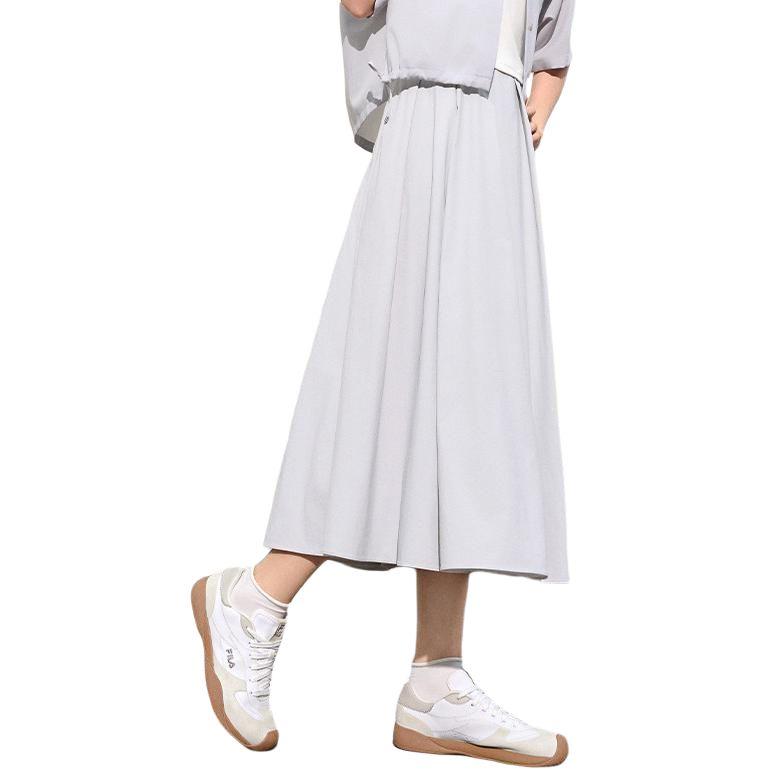 Fila White Fashion Trendy Minimalist Classic Retro Loose A-Line Woven Casual Long Skirt Women skirts F11W623315FGY