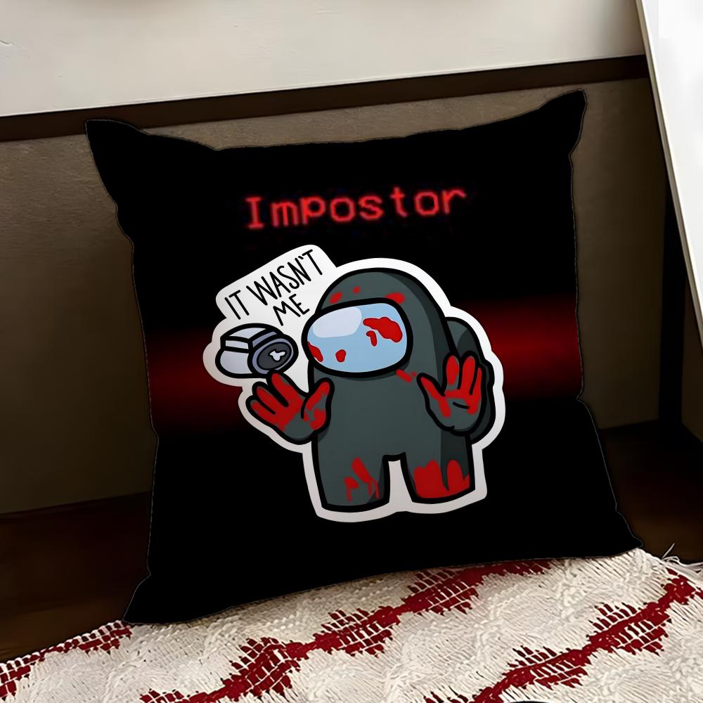 Cartoon AAmong us Cushion Cover Reversible Soft Durable Pillow Cover Home Car MultiScene Use for Daily Comfort