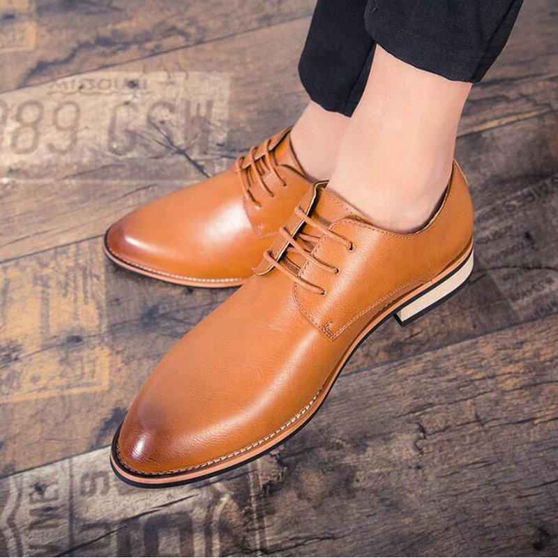 

fashion Big Size New Fashion Men Wedding Shoes Leather Oxfords Pointed Toe Shoes Men Tassel Business Formal Dress Shoes loafers449 9.5