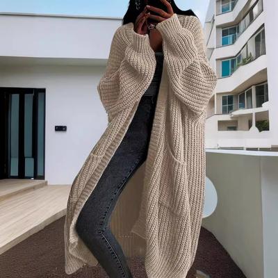 New Long Loose Knit Cardigan Sweater for Women Autumn Winter Oversized Button-Down Casual Knitwear