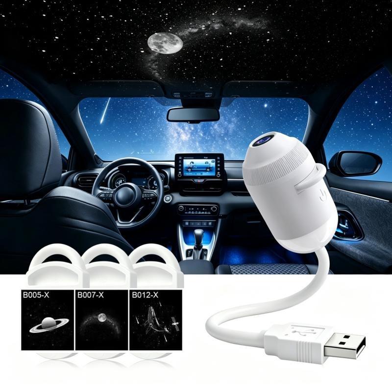 Projektor Gwiazdnego Nieba USB Lampka Romantycznej Galaktyki Dekoracja Wnętrza Samochodu Lampka Nocna do Sypialni Lampa z Projekcją Gwiazd 3 Projector Films gray