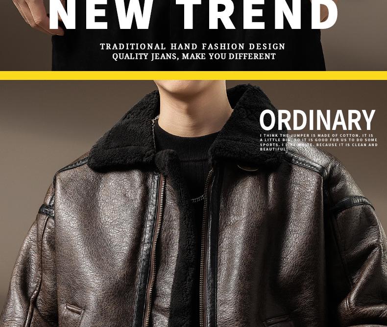 Men's Winter Retro Leather & Fur Lapel Jacket - Heavyweight Plus Velvet Warm PU Outerwear