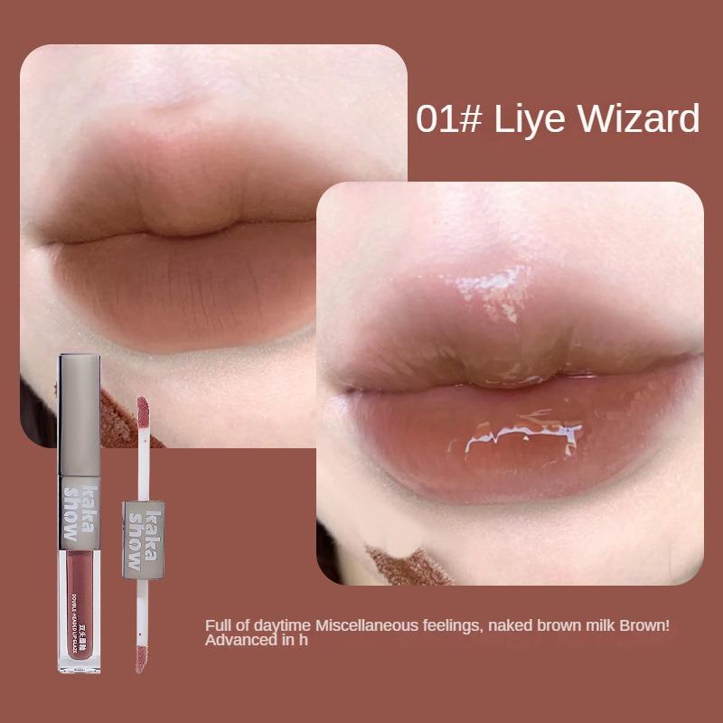 Double-ended Lip Glaze, Watery Velvet Matte Whitening Lipstick, Moisturizing Lip Mud Cosmetics