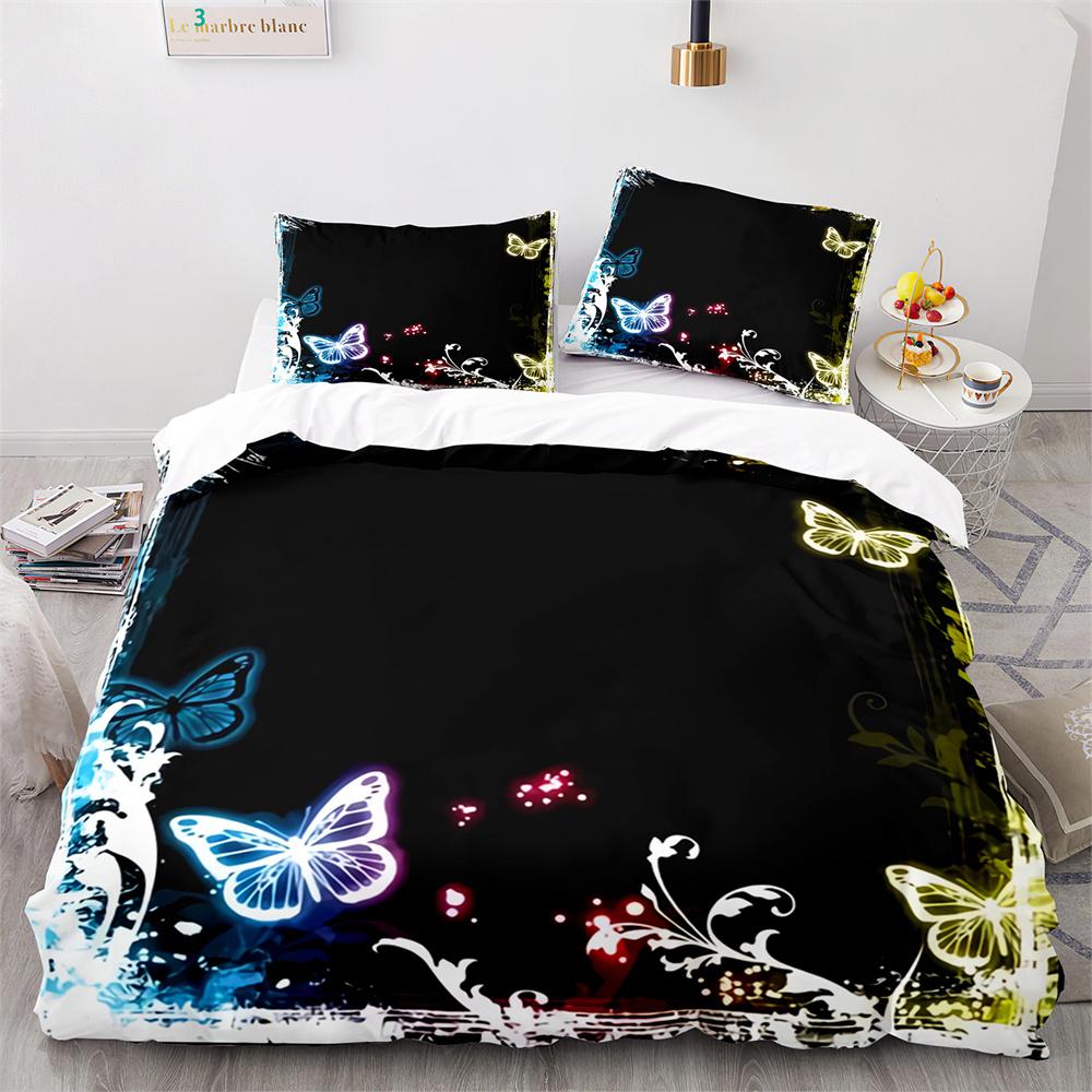Butterfly Duvet Cover Set Blue Purple Wild Animals Bedding Set King Queen Size for Kids Girls Women Polyester Comforter Cover