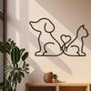 Metal Pet Lover Wall Art Black Line Dog Cat Heart Sculpture Modern Home Decor Gift for Pet Owner