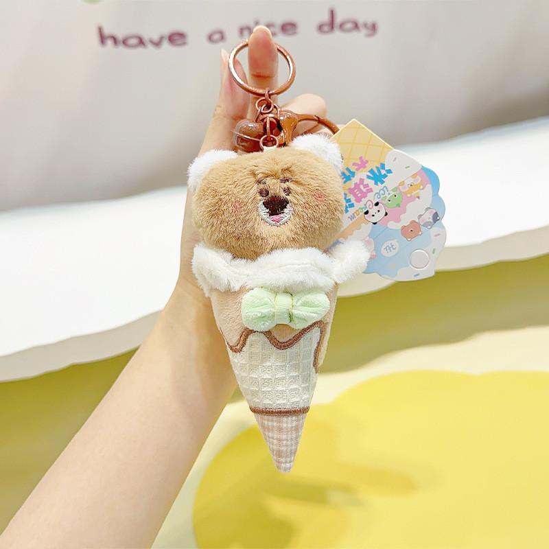 Ice Animal Colorful Cream Plush Keychain Featuring Adorable Fox Rabbit Otter Cat And Bear