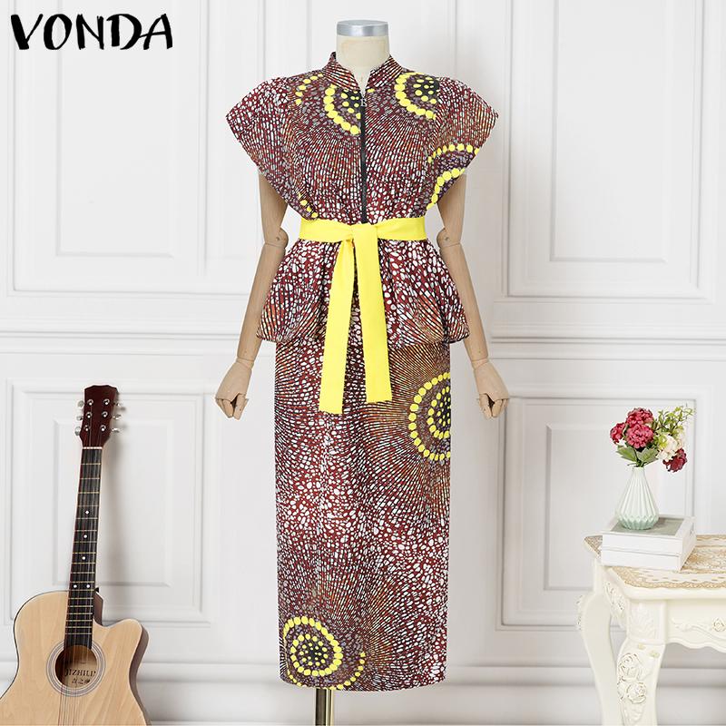 

Oversized Two Picecs Women Stand Neck Floral Print Zip-up Slim Tops and Skirts Sets L