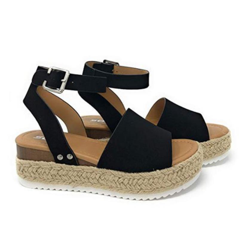 Thick-soled Sandals Sponge Thick-soled Buckle Wedge Heel Beach Sandals Women's Casual Shoes