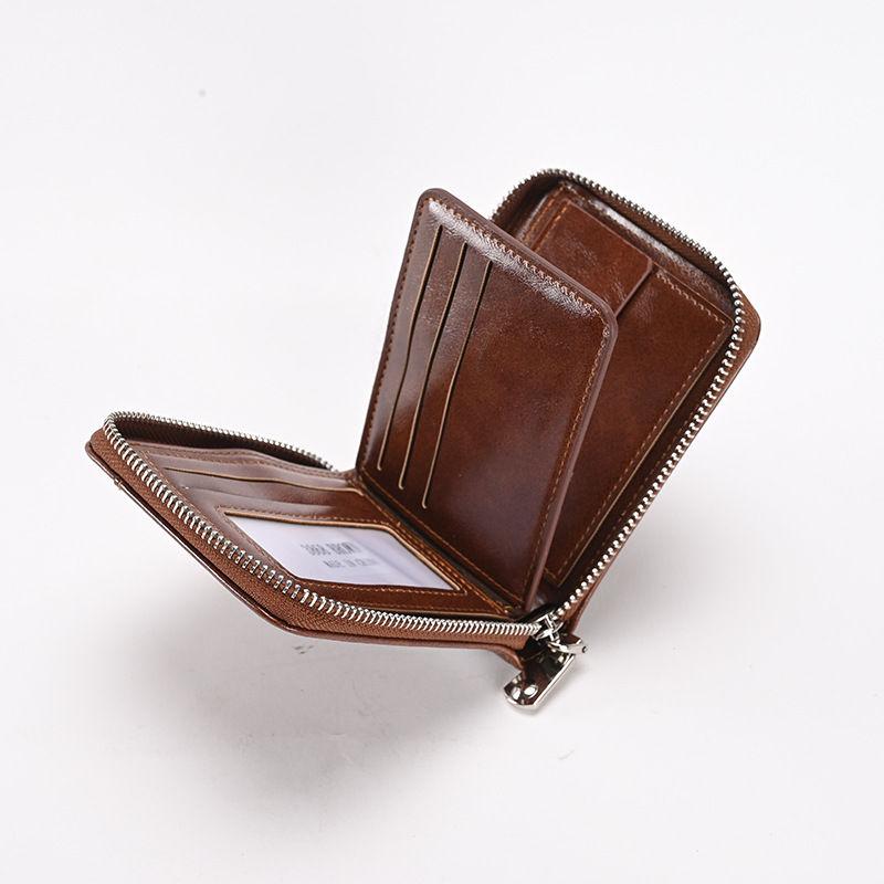 RFID Anti Theft Zipper Card Holder Vintage Design Men Fashion Purse Wallets Money Pack GZW