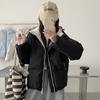 Down jacket women's winter short white duck down contrasting bread new couple hooded loose warm jacket