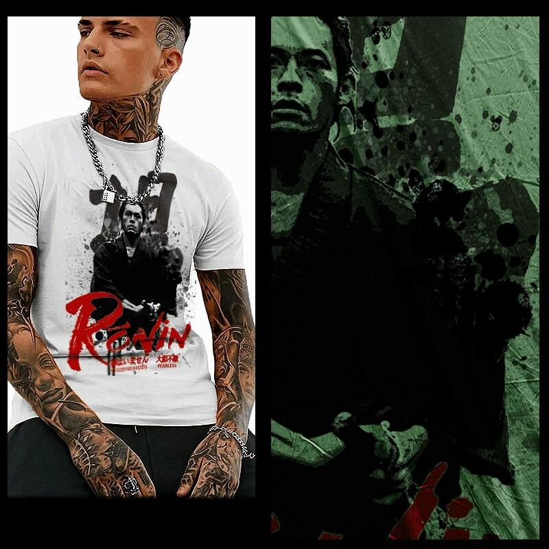 Samurai T-shirt Japanese Warrior Bushido Code Japan Kanji Ronin Hanzo XL White