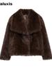 Popular Women's Spring New Arrivals Fashion Loose Faux Fur Coat with Stand Collar