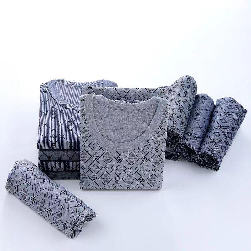 Men's Plus Size Autumn Pure Cotton Thermal Underwear - Middle-Aged and Elderly