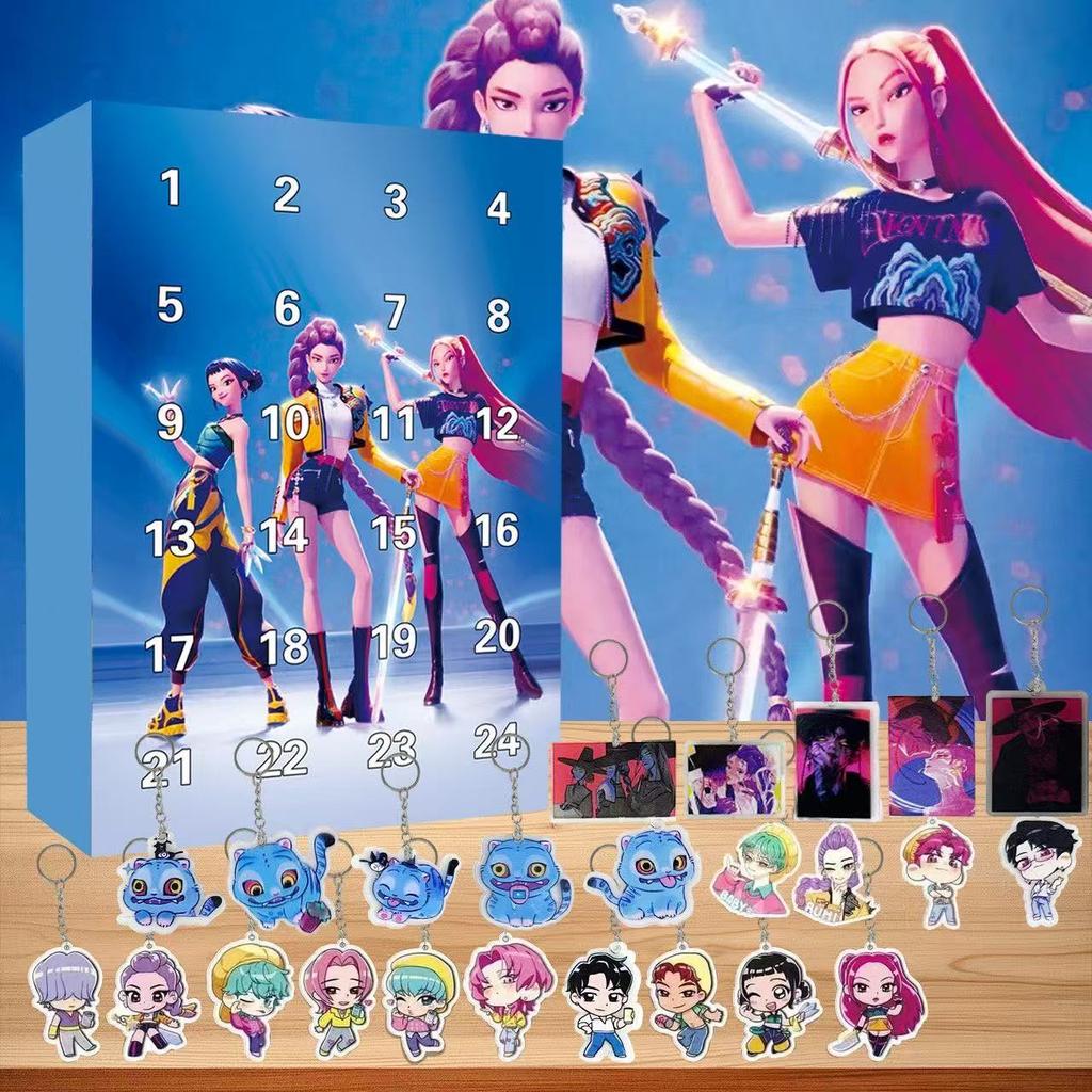 Kpop Hunters Überraschungsbox mit 24 Schlüsselanhänger-Spielzeugen, Halloween-Dekorationen, Weihnachtsgeschenke für Kinder, Erwachsene und Teenager