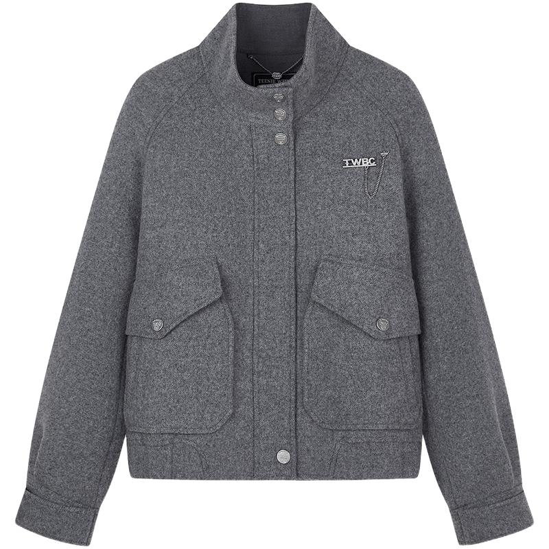 Teenie Weenie Women's Woolen Stand-Up Collar Jacket