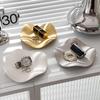 Wave Shaped Decorative Plate Ceramic Electroplating Irregular Jewelry Necklace Plate Light Luxury Corner Shaped Storage Tray