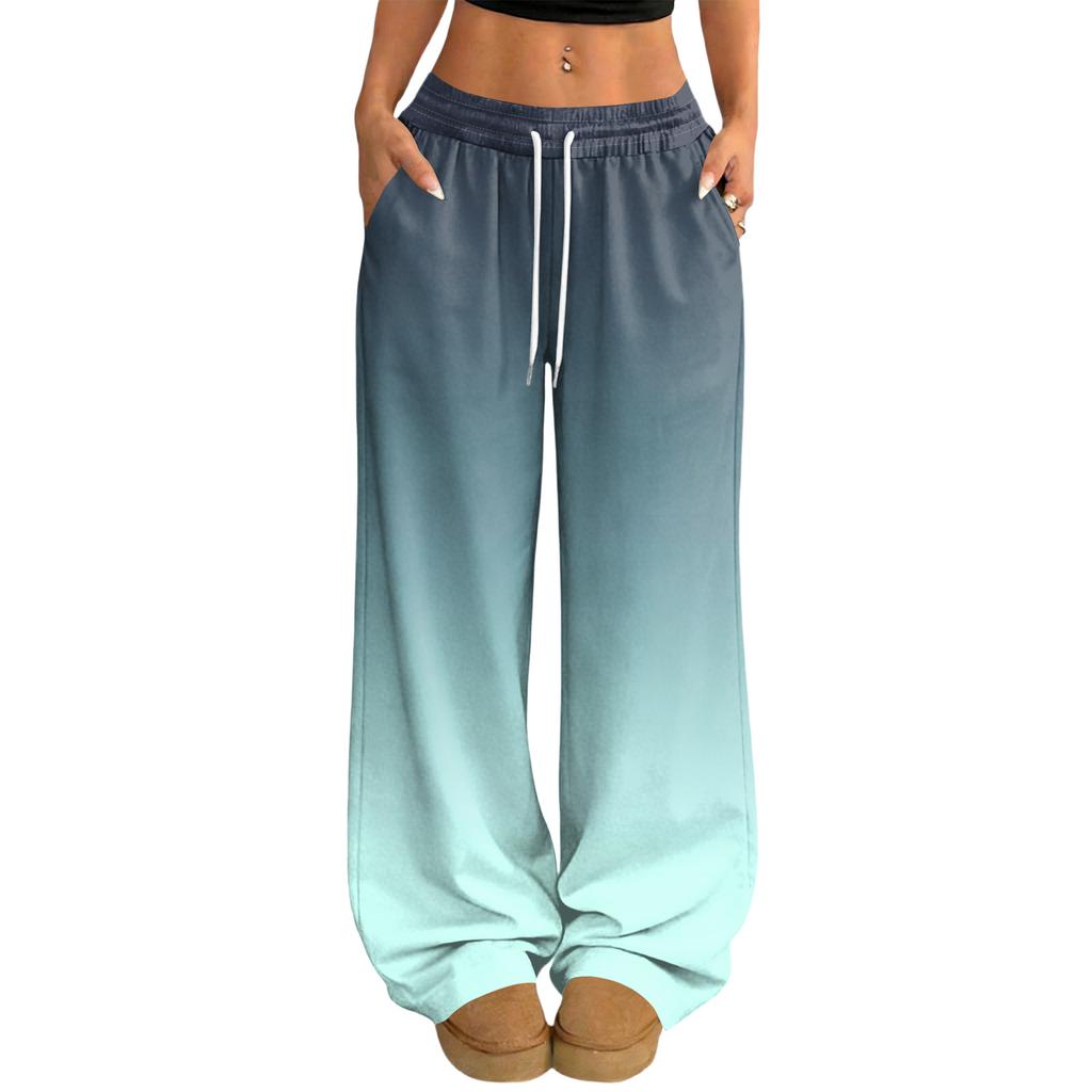 Damen Lässige und Modische Bedruckte Elastische Taille Weite Hose