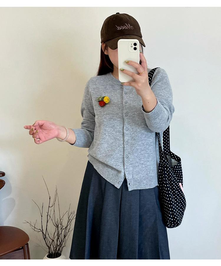 Plus Size Women's 100% Wool Casual Sweater Coat - Winter 2025 Loose Knit Cardigan