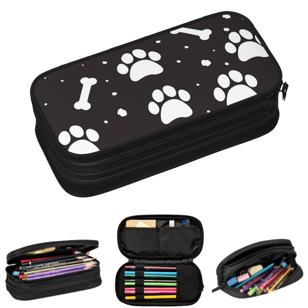 Dog Paw And Skull Bone Pattern Pencil Cases for Students Gifts Pen Box Pencil Bag Large Capacity Pencil Pouch