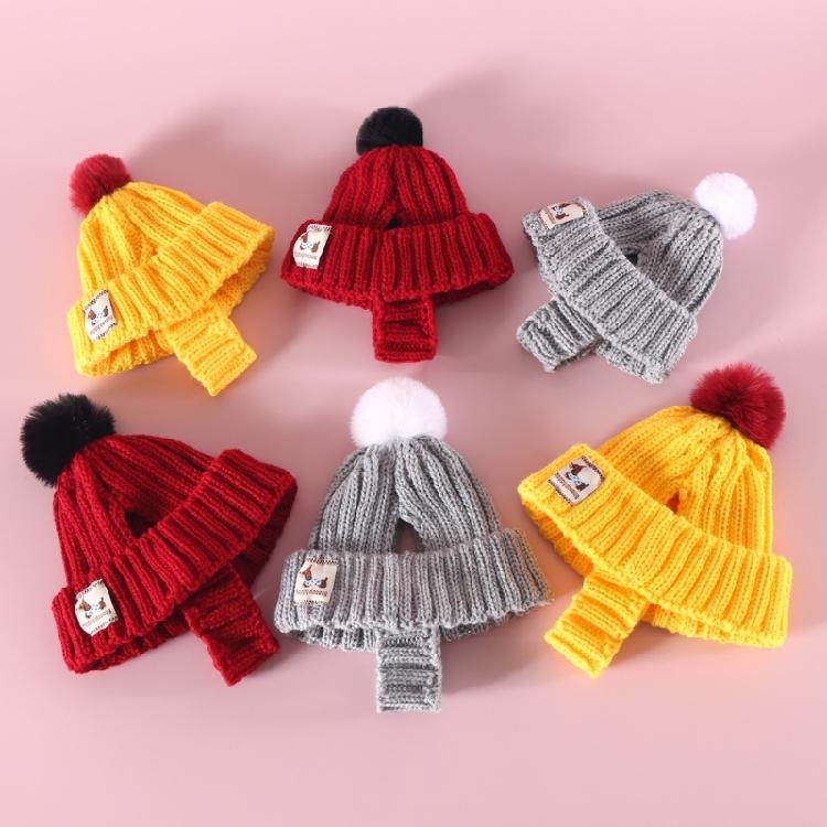 2Pieces Dog Costumes Knitted Hat Scarf Set Warm Winter Hat Scarf Pet Costume Accessories for Small Dogs and Cats Gift