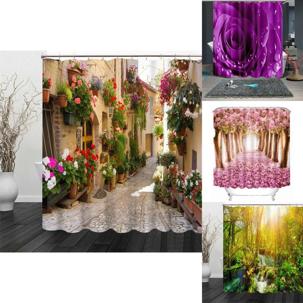 Eye-catching Waterproof Shower Curtain Featuring Unique 3d Floral Patterns For Your Bathroom