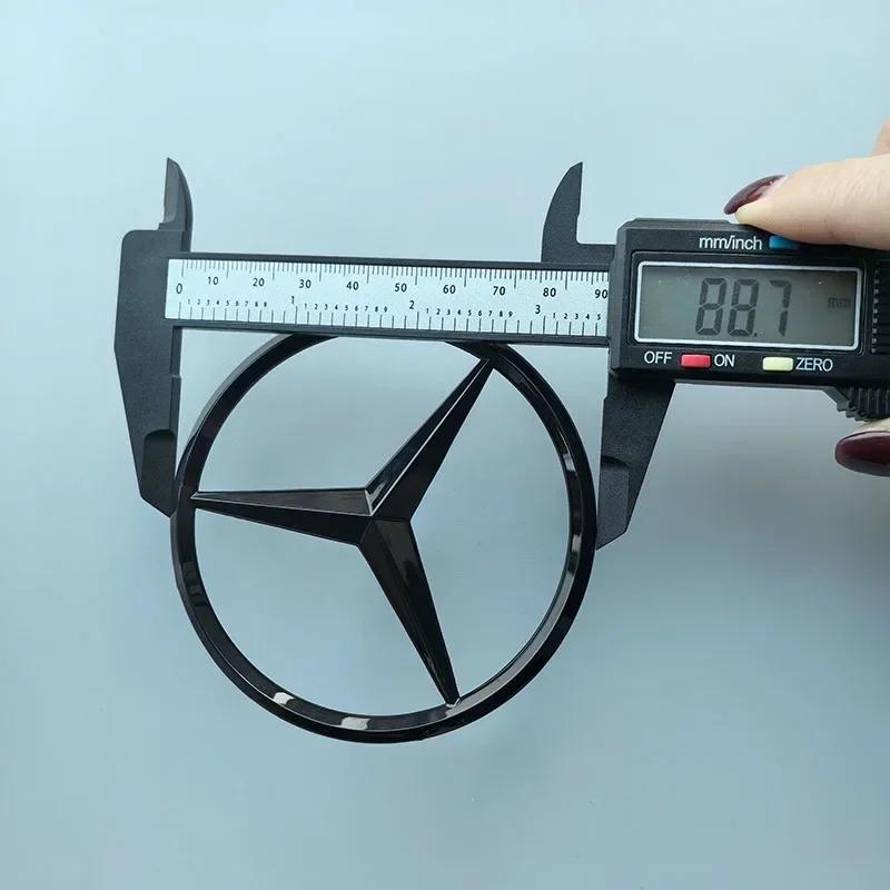

7cm 9cm 10.5cm Star Badge ABS Car Emblem Trunk Spare Tire Cover Engine 3D Logo Sticker Accessory for Mercedes Benz Chrome Black flat star sticker