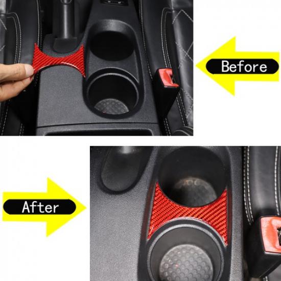 Red Carbon fiber Cup Holder Divider Trim Sticker For Seat Leon 2008-12