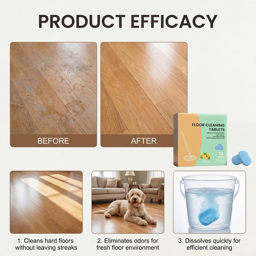 Floor Cleaning Tablets Leave No After Cleaning. Deodorize And Refresh The Floor, Reducing Unpleasant Odors.