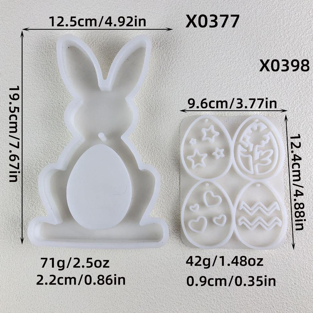 

Silicone Bunny Mold Set 4in1 Egg Shaped Pendant Plaster Decoration Mold Rabbit Ornament Easter Mold Set