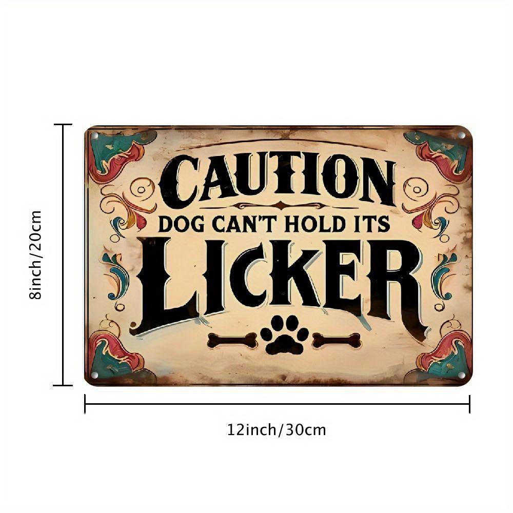 

Vintage Metal Beware Dog Lick Sign x Inch Funny Wall Art Waterproof Farmhouse Plaque for Dog Owners Retro Gift 20x30cm（7.8x11.8inch）