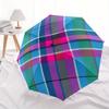 1pc Tartan Pattern Automatic Opening/Closing Folding Umbrella with 17 Ribs, Plastic Handle, Windproof Portable Sunshade Umbrella Halloween a