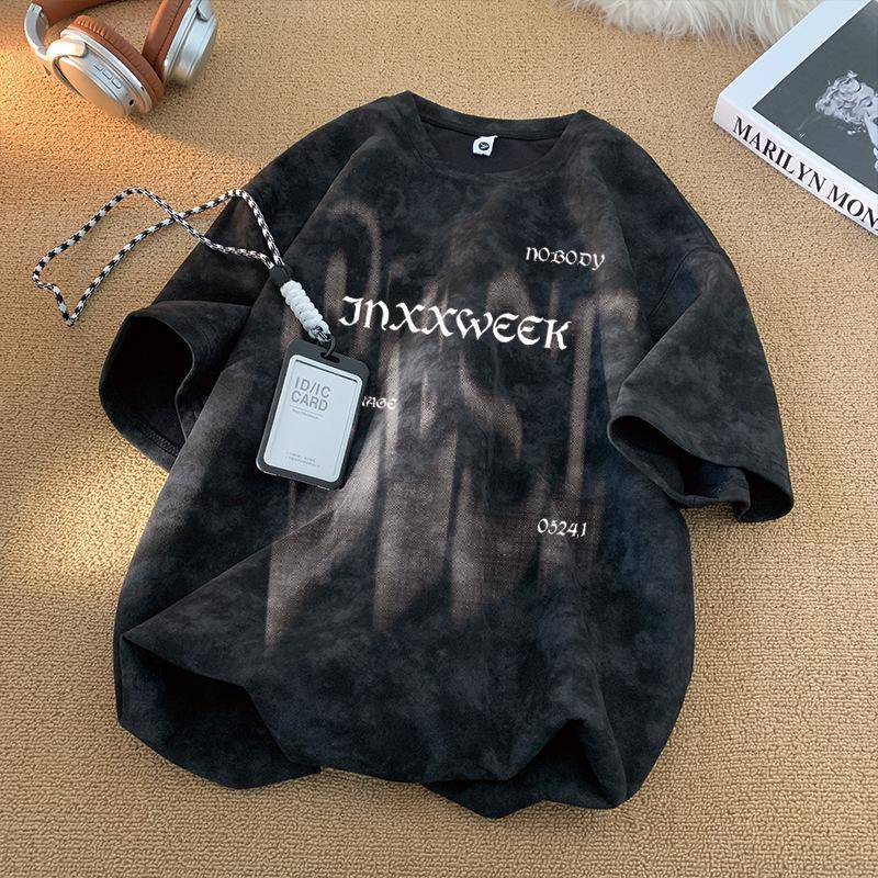 Summer Trendy Brand American Heavy Cotton Short-Sleeved T-Shirt Men S Loose Large Size Half-Sleeved Washed Old T-Shirt Bottoming Shirt M