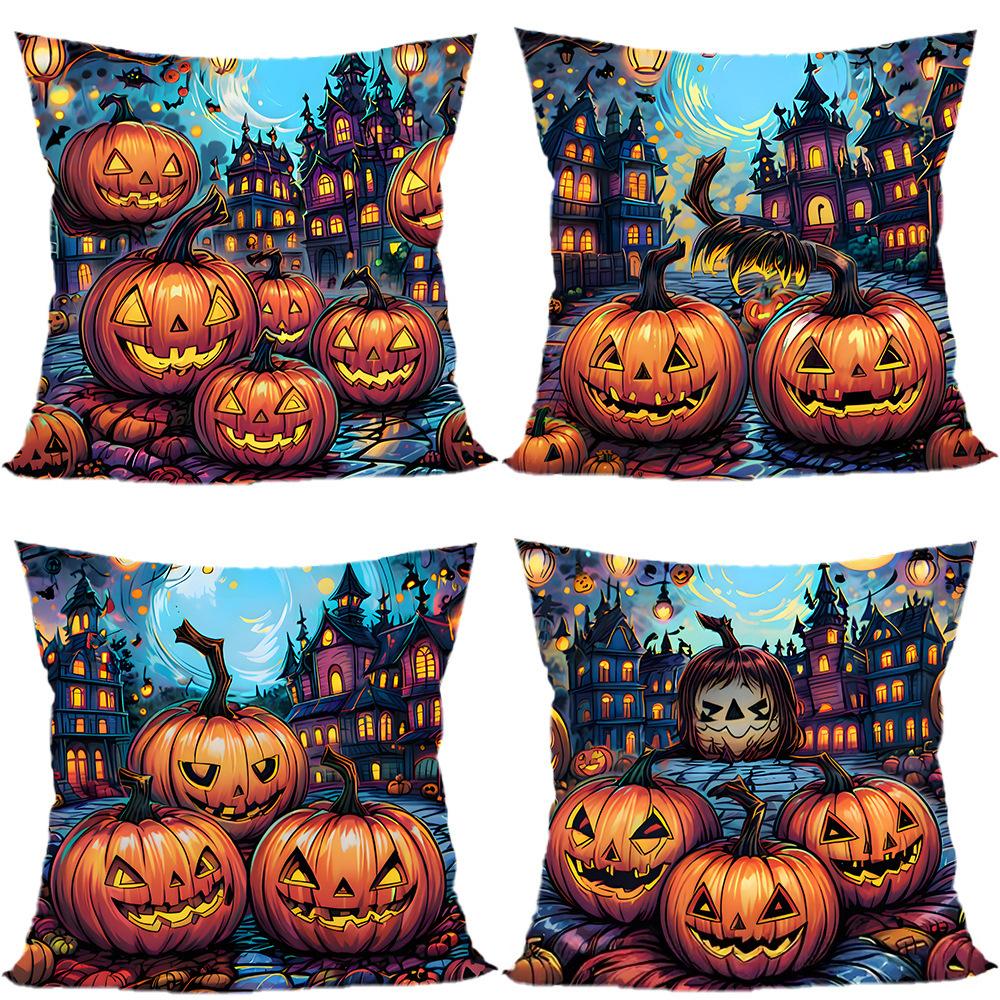 Halloween Pillowcase Pumpkin Skull Funny Ghost Cushion Cover Sofa Living Room Decoration Pillow