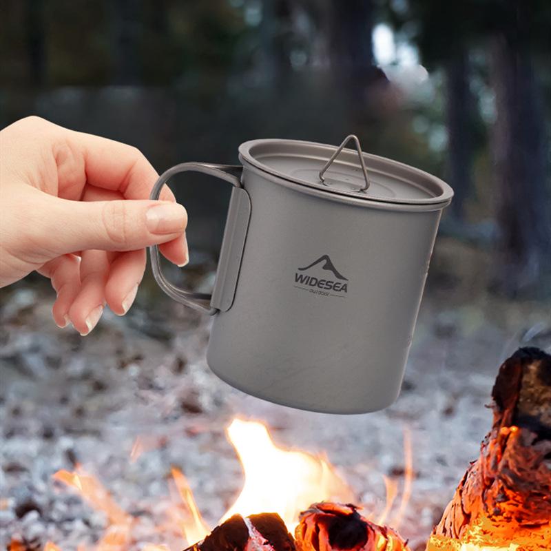 Widesea Titanium Camping Cup 450ML – Lightweight Outdoor Coffee Cup/Tableware