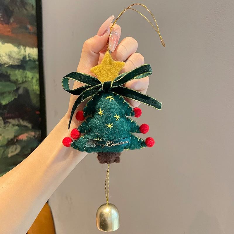 Christmas Atmosphere Pendant Gift Star Plush Bow Christmas Tree Red Pendant Wind Chime Creative Gift