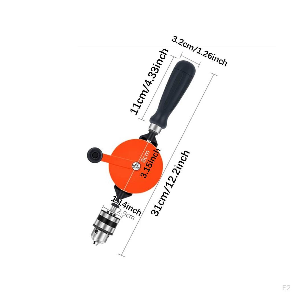 Crank Drill Double Gear System Comfortable Anti Skid Handle Handheld Portable for PVC Metal