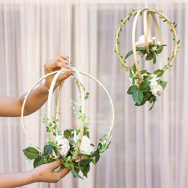 

5Pcs DIY Dream Catcher Ring Embroidery Hoop Bamboo Wooden Art Craft Hanging Flower Wreath Birthday Party Wedding Decorations