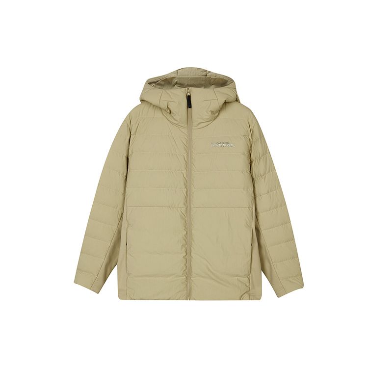Skechers Stroll Series Solid Color Casual Hooded Long Sleeve Down Jacket Men Outerwear Khaki L423M149-02ZF M