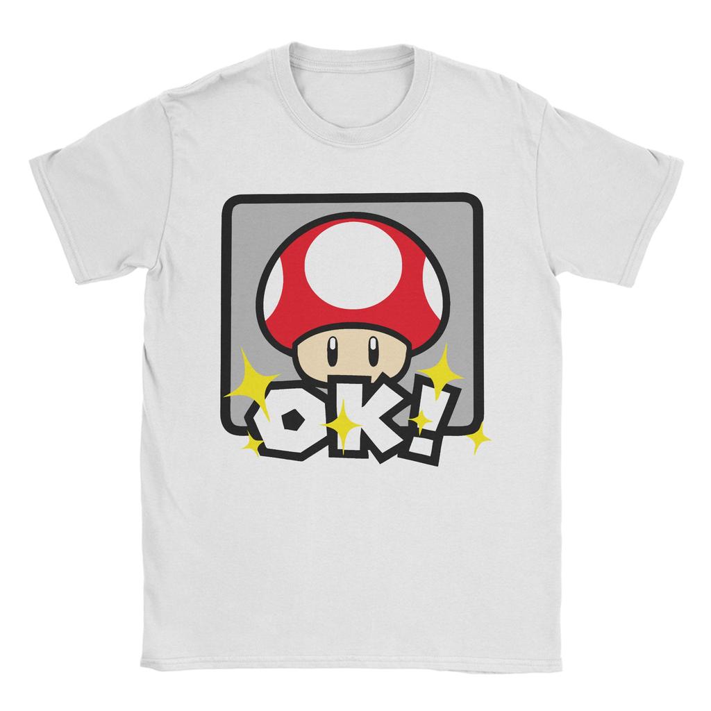 Super Marios Red Mushroom Men's Women's T Shirts Vintage Tee Shirt Short Sleeve Crew Neck T-Shirt Cotton Gift Idea Tops
