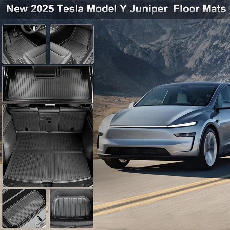 For Tesla Model Y Juniper 2025-2026 TPE Car Front Rear Trunk Mat Waterproof Wear-resistant All Weather Trunk Mats Backrest Amagi