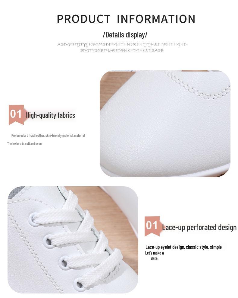 Spring New Women's White Lace-Up Casual Korean Shoes