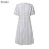 ZANZEA Women Casual Round Neck Short Sleeve Print Dress