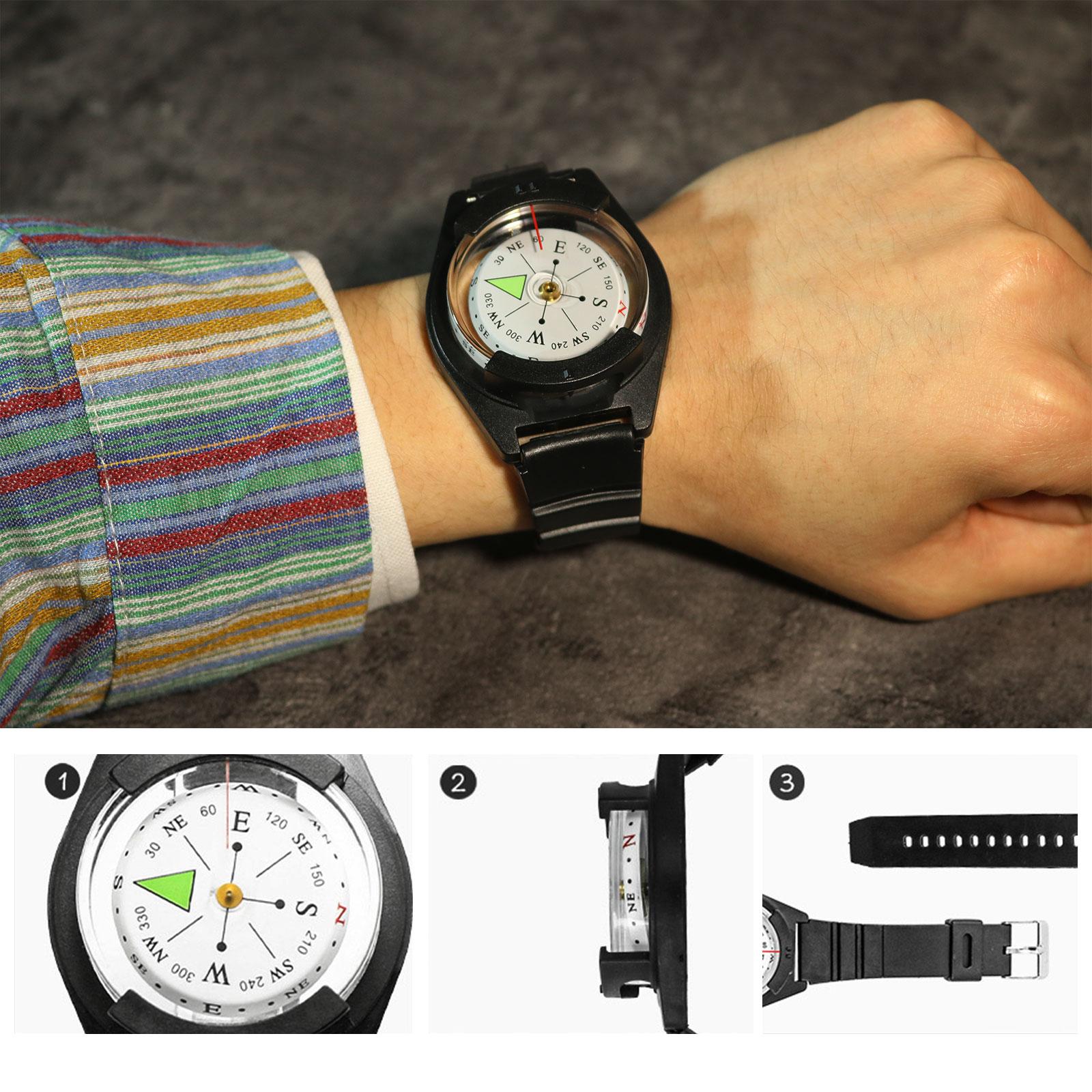 Portable Wrist Compass Waterproof High Precision Wristband Compass Multifunctional Outdoor Survival Tactical Compass For Camping Hiking Travel Adventu