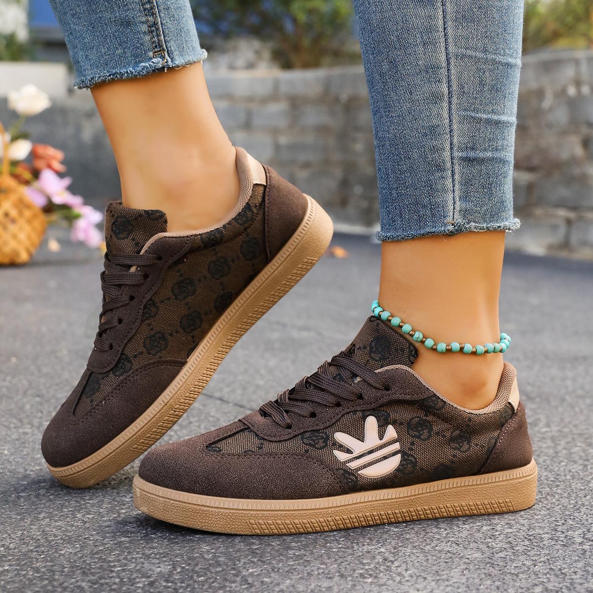 

Fashion 2025 Women Casual Fashion Sneakers Lightweight Lace Up Anti-slip Flat Shoes Women Outdoor Walking Sneakers Zapatos De Mujer 36 коричневый