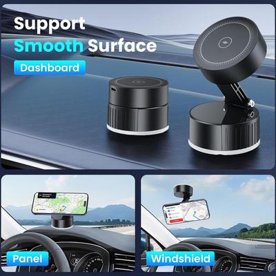 Magnetic Suction Phone Mount Magnetic Car Phone Holder 180 Degree Rotatable Multifunctional Secure Smartphone Bracket 15W